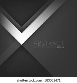 Silver vector background line triangle overlap black layer with space for text and message design