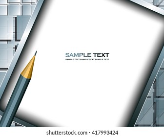 Silver Vector Background with a Notepad and a Pencil.