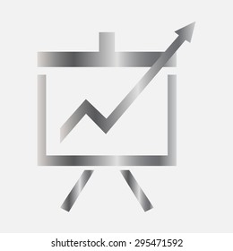 Silver Vector Business Growing Chart Presentation Icon