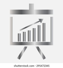 Silver  Vector Business Growing Chart Presentation Icon