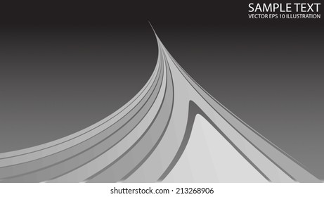 Silver vector curved background illustration template - Metal vector abstract shaped modern design template