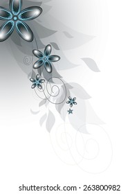 Silver Vector Diagonal Design with Flowers.