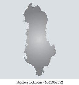 Silver Vector Map Albania Illustration. gray background. eps10.