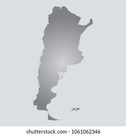 Silver Vector Map Argentina Illustration. gray background. eps10.