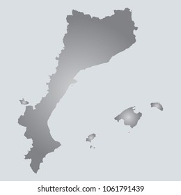 Silver Vector Map Catalonia. Illustration. gray background. eps10.
