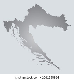 Silver Vector Map Croatia. Illustration. gray background. eps10.