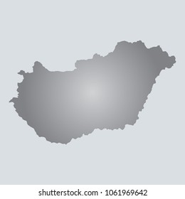 Silver Vector Map Hungary. Illustration. gray background. eps10.