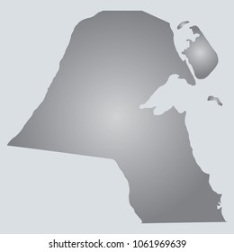 Silver Vector Map Kuwait. Illustration. gray background. eps10.
