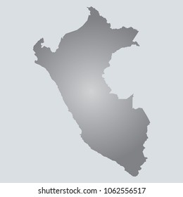 Silver Vector Map Peru. Illustration. gray background. eps10.