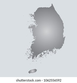 Silver Vector Map South Korea. Illustration. gray background. eps10.