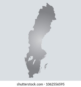 Silver Vector Map Sweden. Illustration. gray background. eps10.