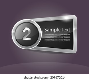Silver vector object, button, medal, stiker, icon for commercial using.