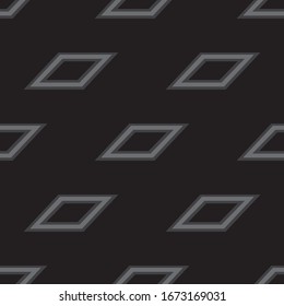 Silver vector pattern. Grey rhombus on black background. Seamless texture for wrapping, prints or designes.