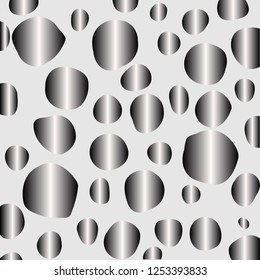 Silver vector seamless cover with circles. Modern abstract illustration with colorful water drops. Pattern for trendy fabric, wallpapers.
