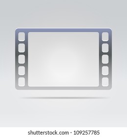 Silver video frame icon minimalistic concept hanging stop motion