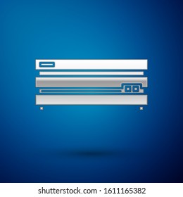 Silver Video game console icon isolated on blue background.  Vector Illustration