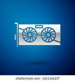 Silver Video graphic card icon isolated on blue background.  Vector Illustration