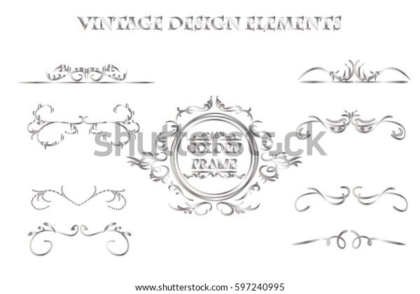 Silver  vintage design elements. Vector\
illustration. Victorian vintage\
elements.