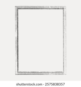 Silver vintage frame, isolated vector element. Decorative vintage black and white frame illustration, vector. Vintage aesthetic frame art drawing illustration, old painting art print.