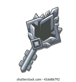 Silver vintage key. Vector illustration.