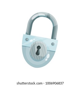 Silver vintage old padlock vector Illustration