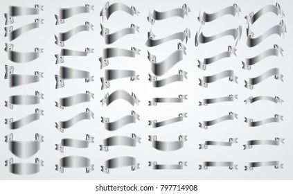 silver Vintage Ribbon Collection. Vector