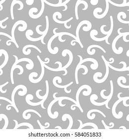 Silver vintage wallpaper. Classic seamless pattern with whorls vector illustration.