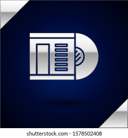Silver Vinyl disk icon isolated on dark blue background.  Vector Illustration