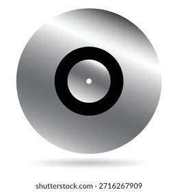 Silver Vinyl Record Disc Isolated on White Background, Music Media Vector llustration.