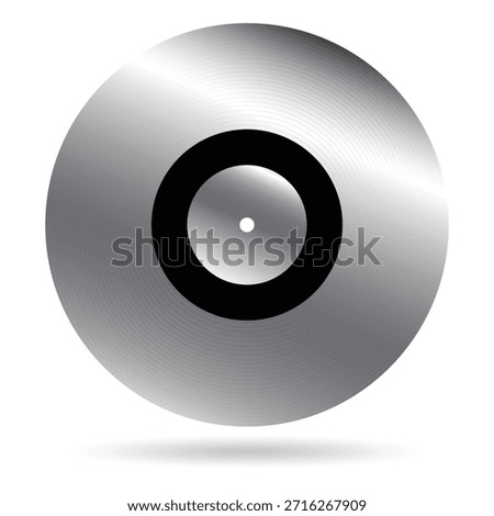 Silver Vinyl Record Disc Isolated on White Background, Music Media Vector llustration.