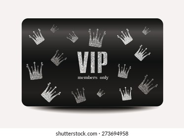 Silver VIP card with textured crowns