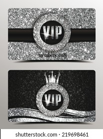 Silver VIP cards with shiny background