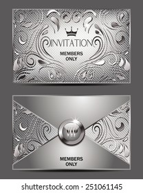 Silver Vip Invitation Envelope With Floral Design