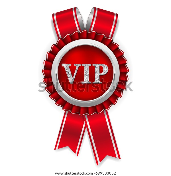 Silver Vip Rosettebadge Red Ribbon On Stock Vector (Royalty Free ...