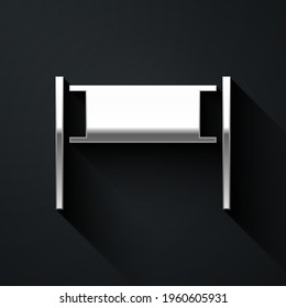 Silver Volleyball net icon isolated on black background. Long shadow style. Vector Illustration
