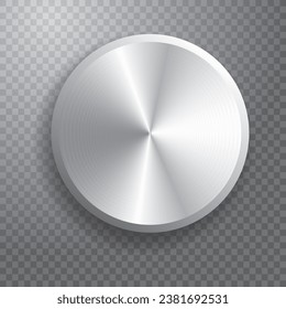 silver volume button, realistic vector illustration