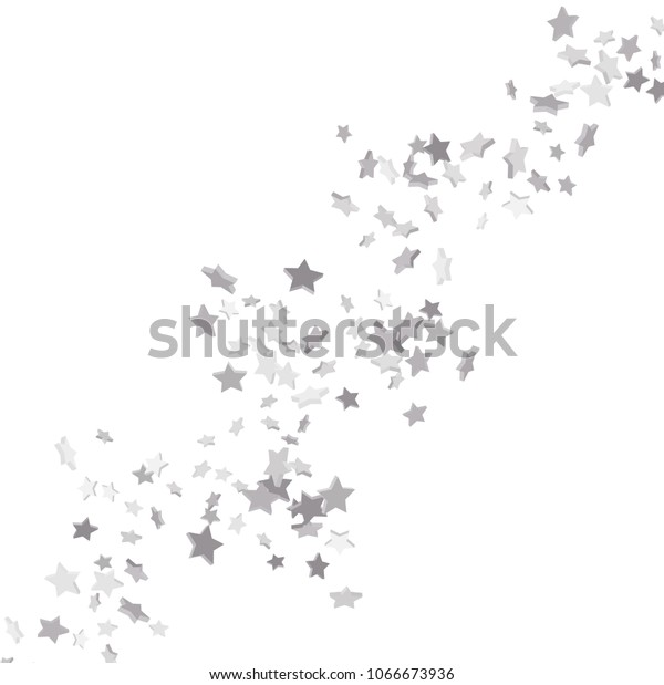 Silver Volumetric Starconfetti Fall On White Stock Vector Royalty Free