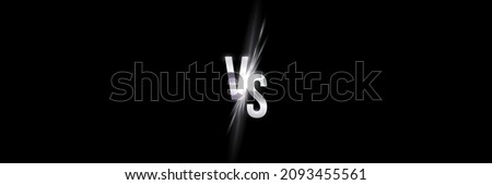 Silver vs, versus fight confrontation, challenge vector illustration. Abstract battle or match competition, combat opposition, contest banner with bright glowing sparkle glitters on dark background