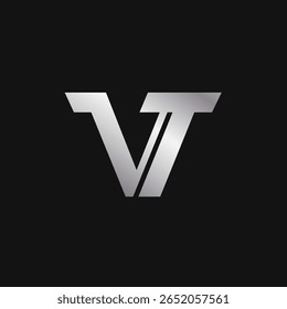 silbernes VT-Logo auf schwarzem Hintergrund