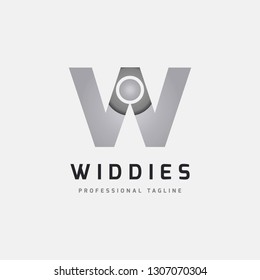 Silver W Letter Dot Logo Design