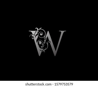 Silver W Luxury Logo Icon, Classy Letter Logo Design.