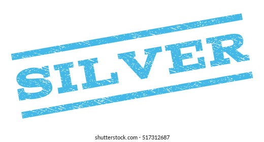 Silver watermark stamp. Text tag between parallel lines with grunge design style. Rubber seal stamp with dirty texture. Vector light blue color ink imprint on a white background.