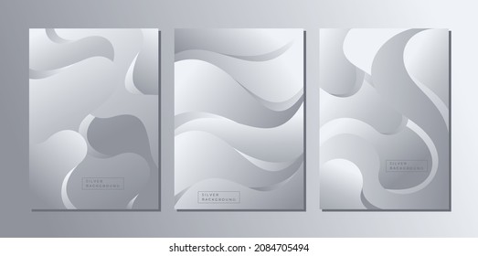 Silver wave abstract background. Line wave poster. Modern wave background.