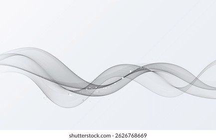 Onda de plata, líneas de onda abstractas. Ondas suaves, borde, fondo. Onda de flujo gris.