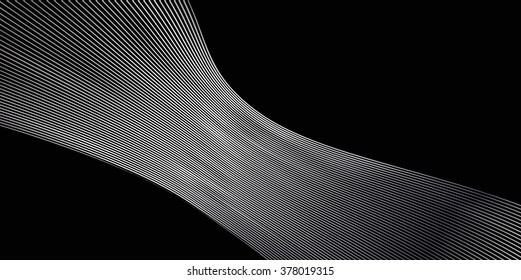 Silver wave shapes on black background. Vector illustration for modern business design. Abstract wave Wallpaper. Classy pattern for business presentation, card, flyer and brochure.