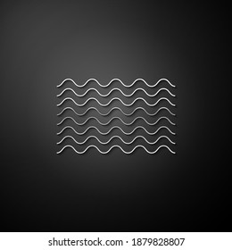 Silver Waves Symbol einzeln auf schwarzem Hintergrund. Lange Schattenstil. Vektorgrafik.