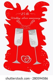 Silver wedding champagne glasses