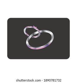 Silver wedding ring couple vector set of 3D realistic icons element