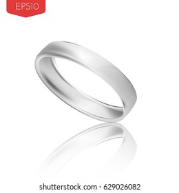 Silver wedding ring isolated on white vector illustration made with gradient mesh. 