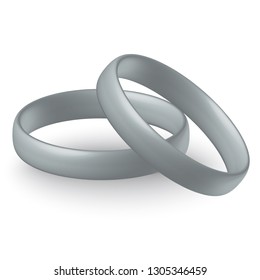 silver wedding rings isolated on white background,vector style